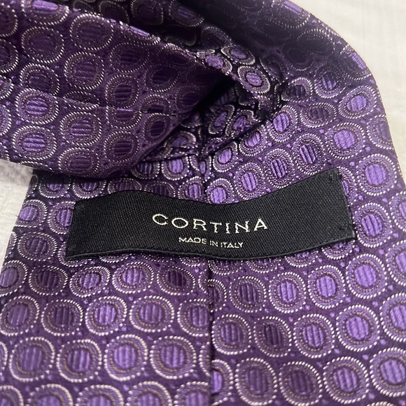 63 CORTINA Purple Silk Tie • Made in Italy - Picture 5 of 6